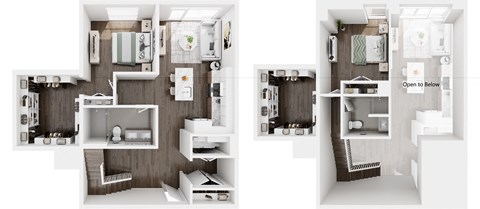 a floor plan of a house with a bedroom and a living room